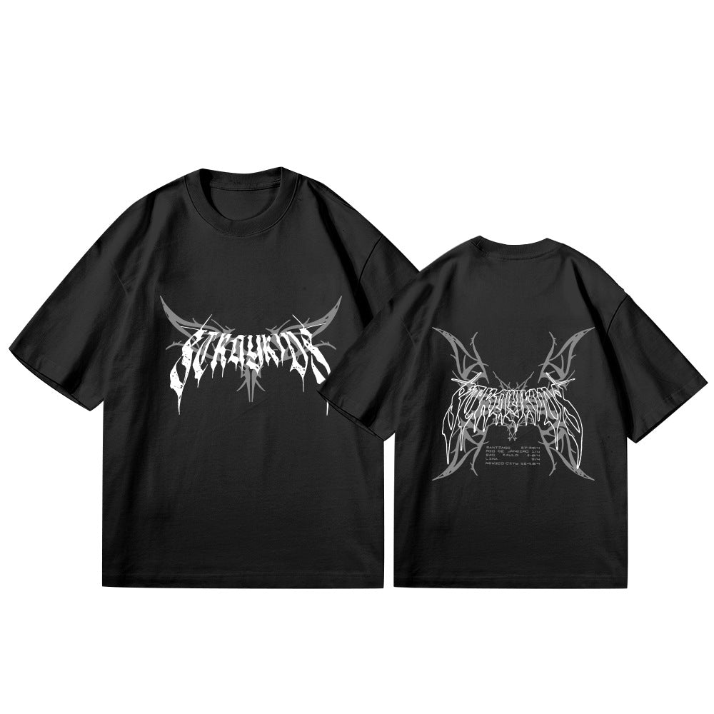 Kpop Logo Print Short Sleeve T-shirt