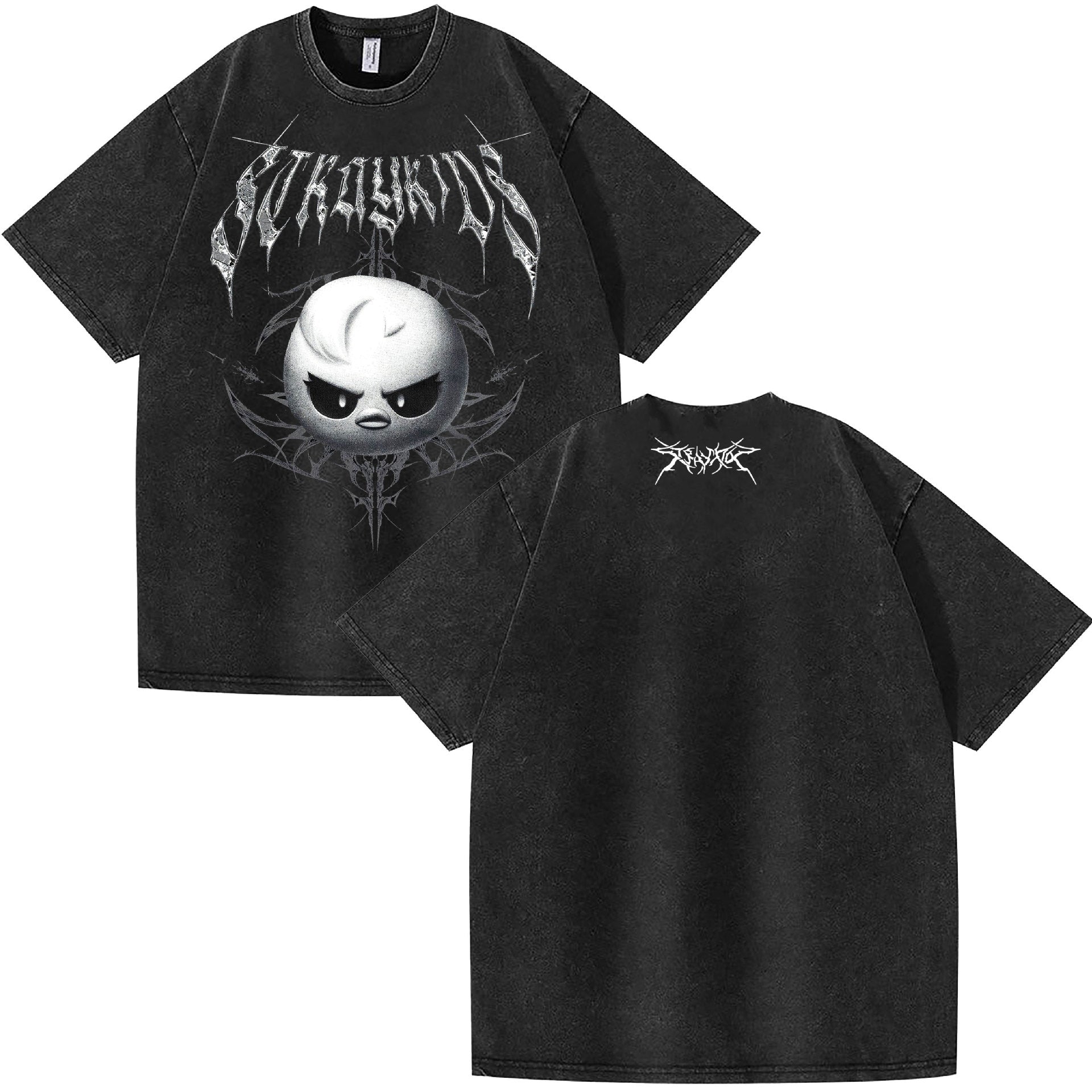 Unisex KPOP Printed Washed Short-sleeved T-shirt