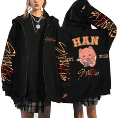 KPOP Dominate Cartoon Printed Zipper Hoodie