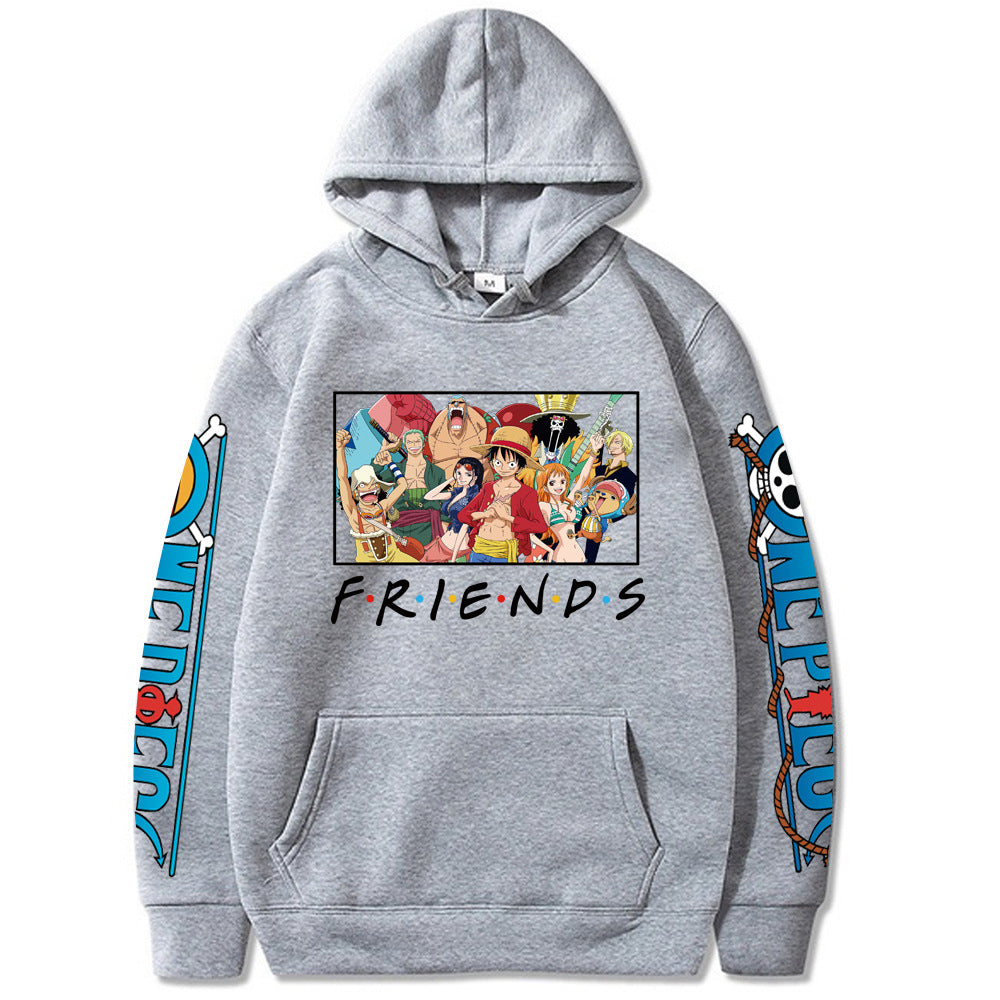 Unisex Luffy Friends Printed Cotton Hoodie