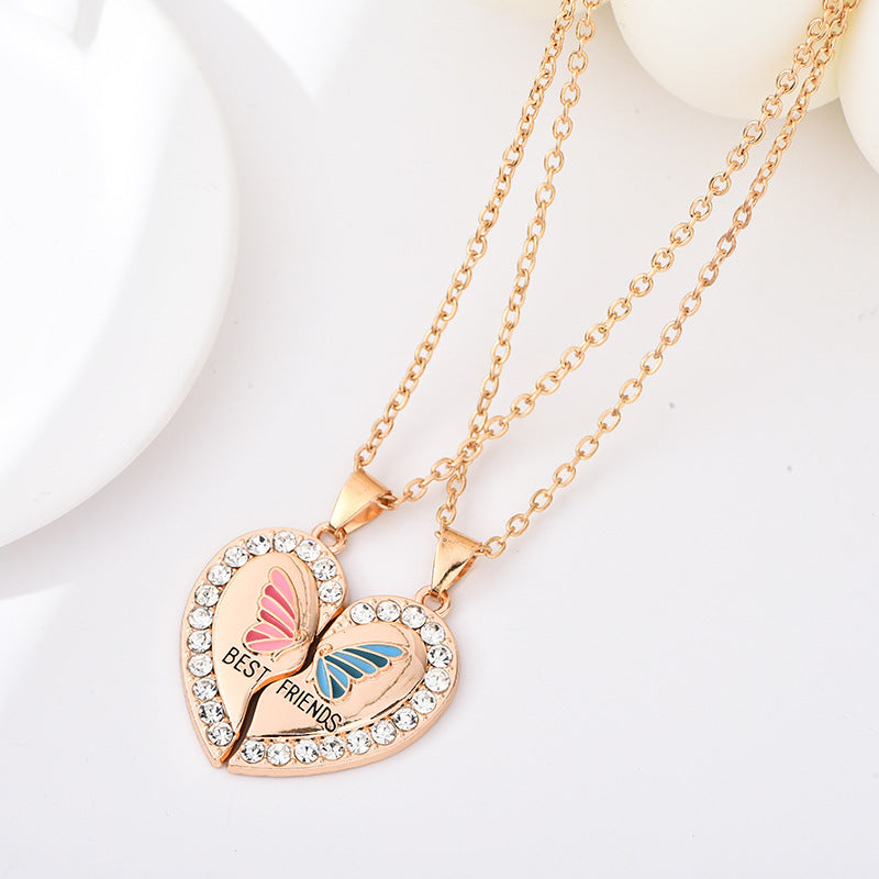 BEST FRIENDS Heart-shaped Pendant Necklace