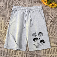 Casual Anime Logo Loose Shorts