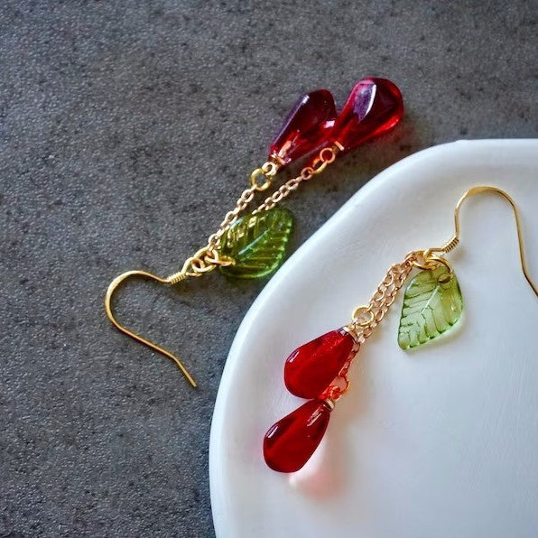 Pomegranate Seed Beaded Earrings