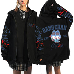 KPOP Dominate Cartoon Printed Zipper Hoodie