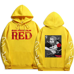 Cool Unisex RED Zoro Printed Casual Hoodie