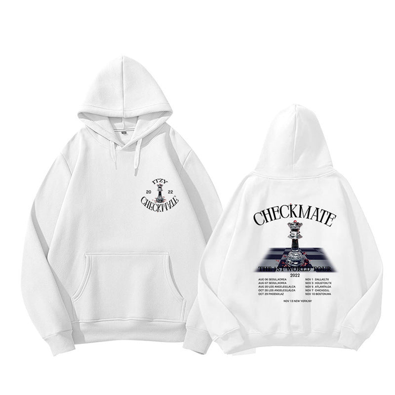 Trendy CHECKMATE Album Print Hoodie