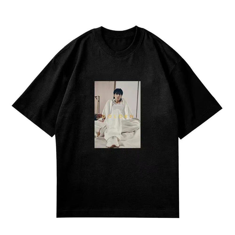 Unisex Kpop Pattern Cotton Loose T-shirt