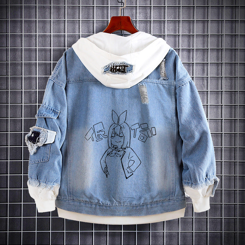 Unisex Anime Nakano Hooded Denim Jacket