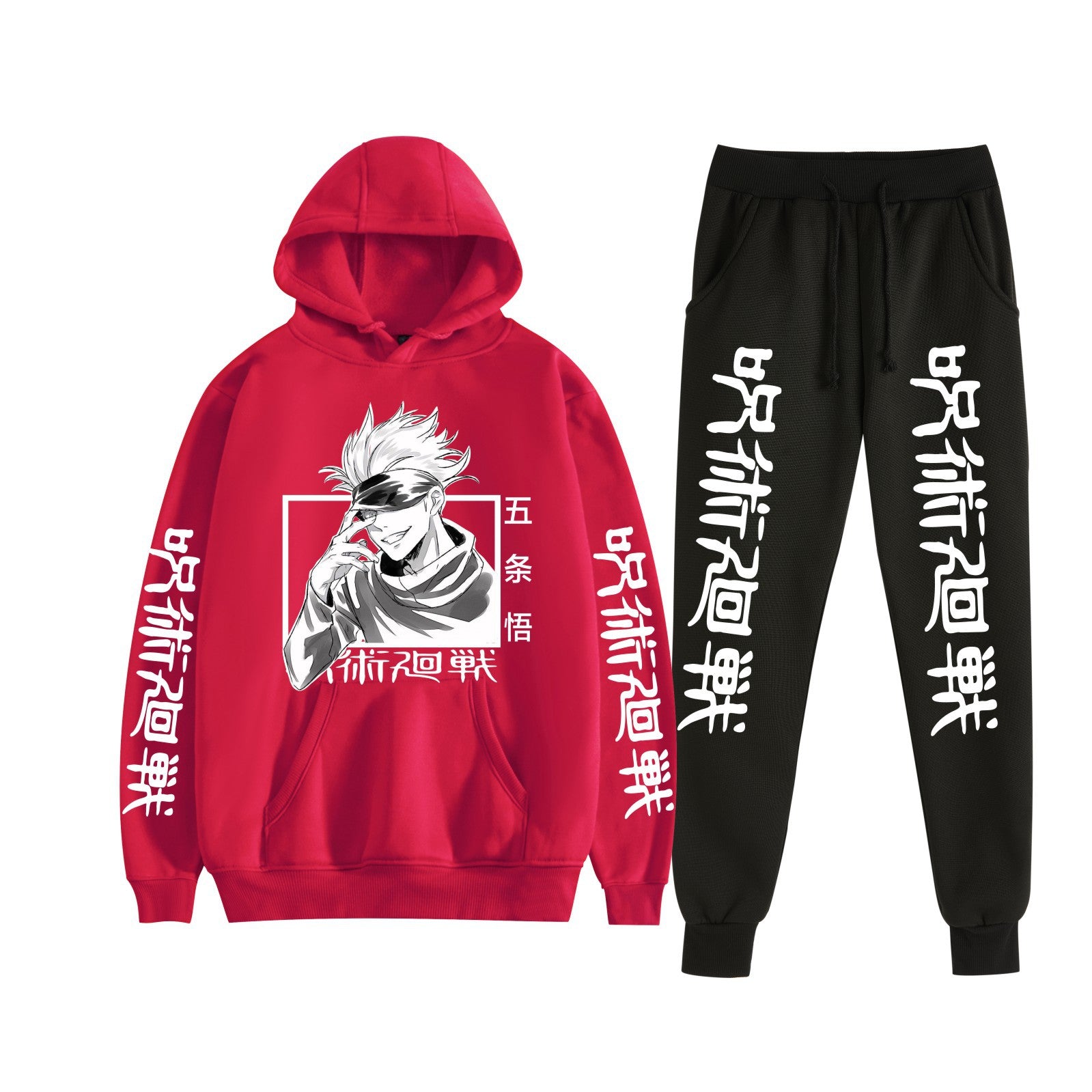 Unisex Anime Gojo Printed Hoodie Trousers Set