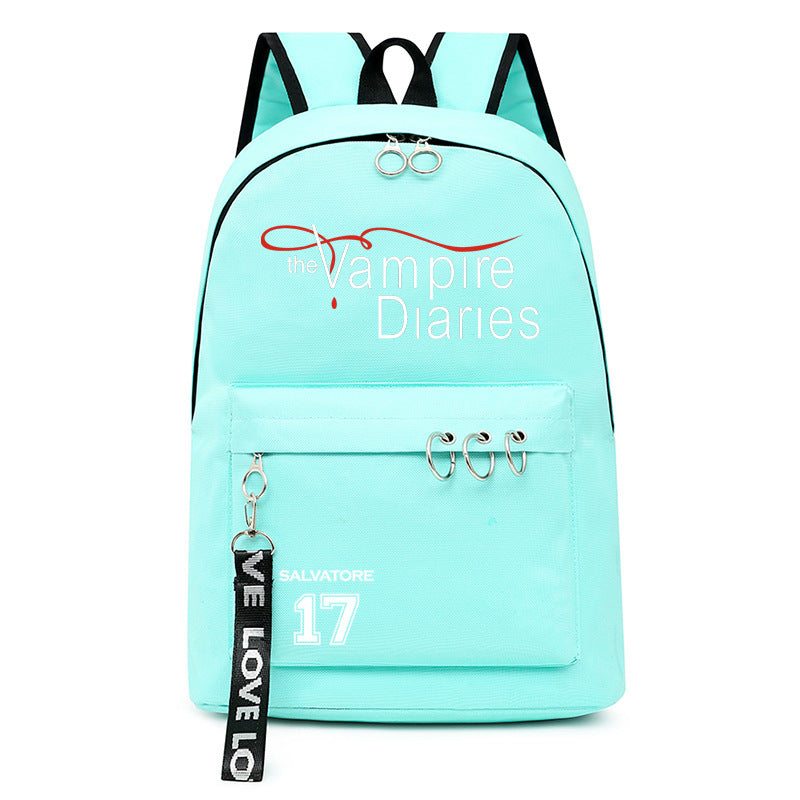 Casual TVD Pattern Print School Backpack