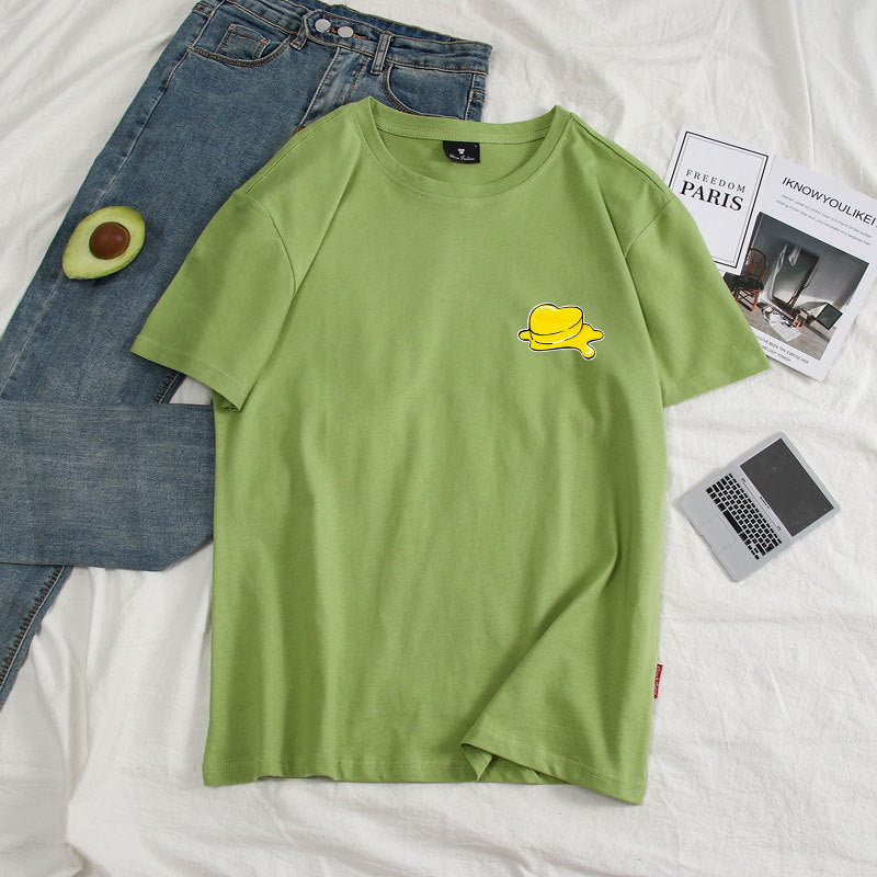 Lovely BUTTER Short Sleeve Pullover Crew Neck T-Shirt
