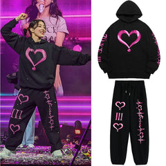 Women's Kpop Cotton Hoodie Sweatpants Set