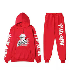 Unisex Anime Print Hoodie Sports Pants Set