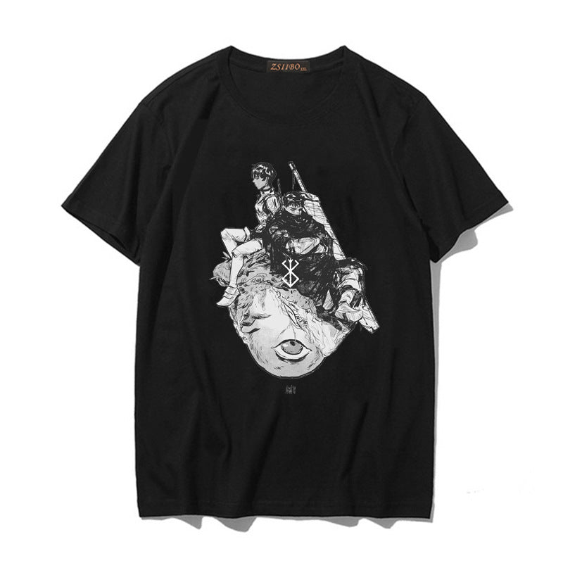 Unisex Casual Anime Guts Printed Loose T-Shirt