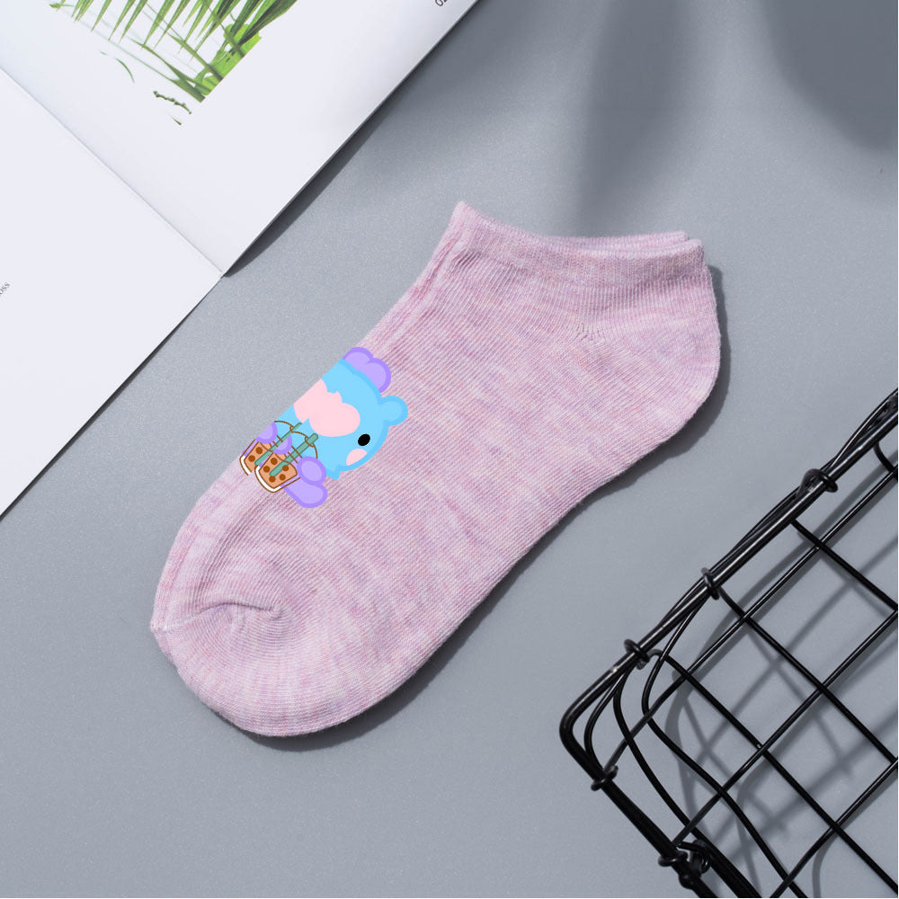 Cute Bts Multi-color Short Boat Socks