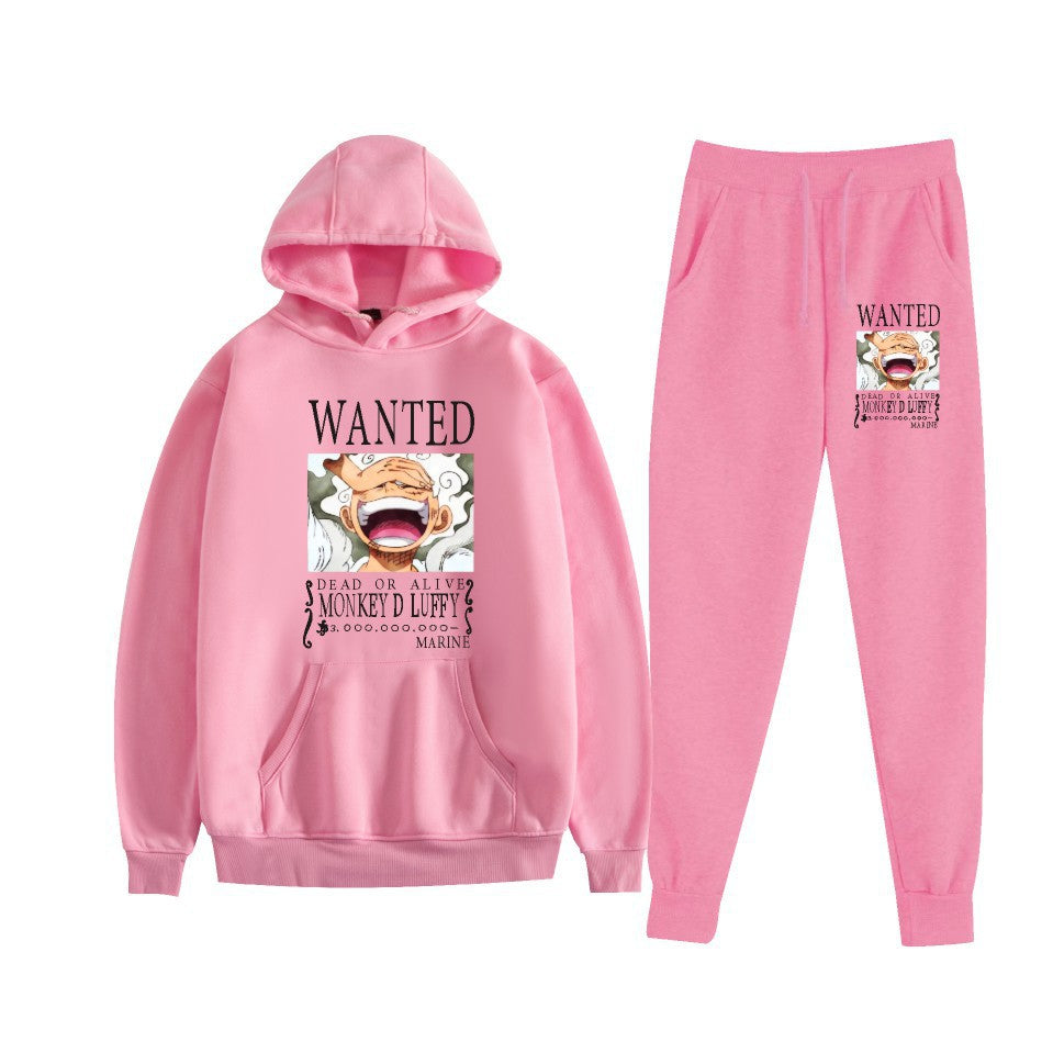 Unisex Luffy Anime Printed Hoodie Sports Pants