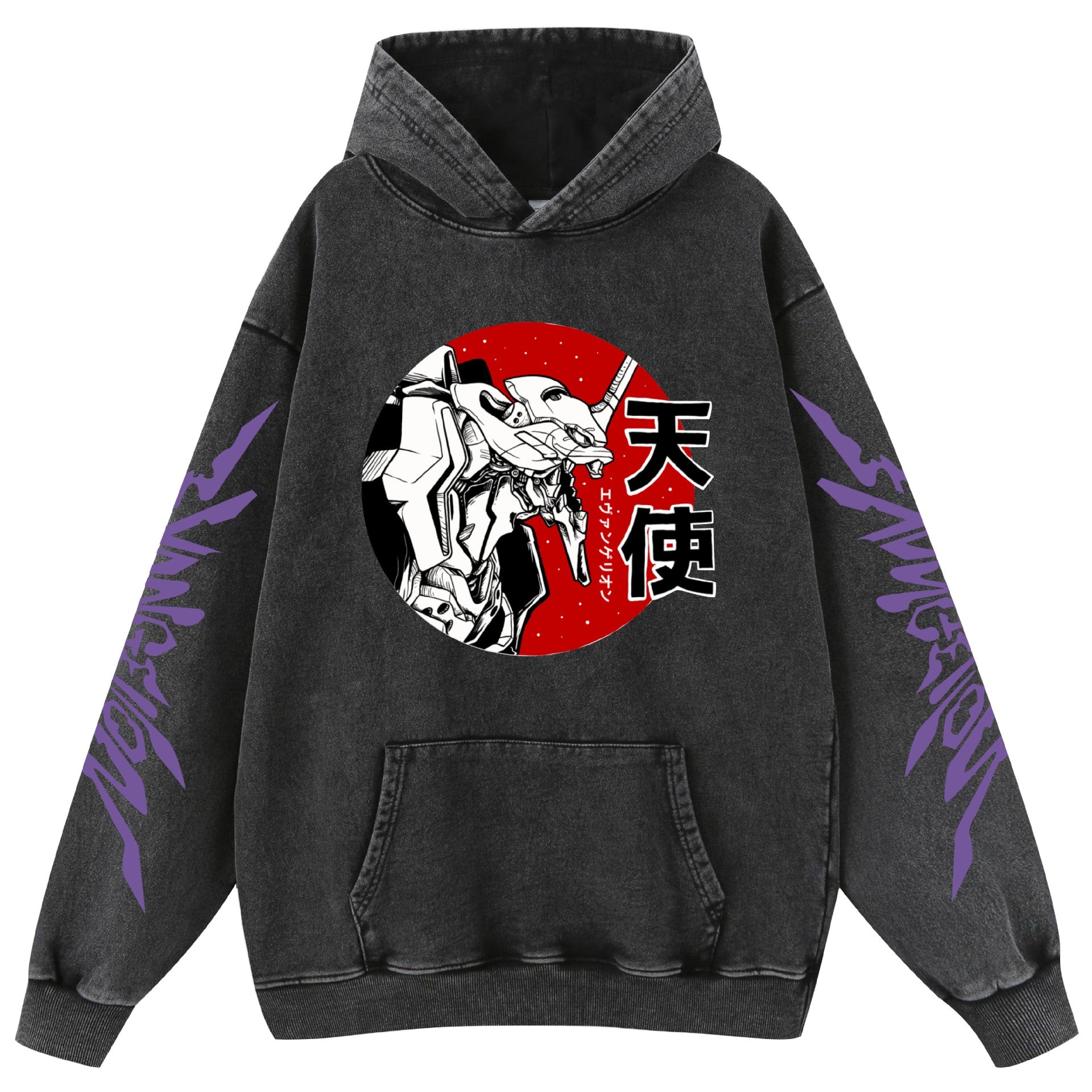 Vintage Anime Eva Washed Loose Hoodie