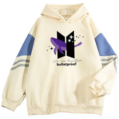 Trendy Kpop Color Block Loose Hoodie