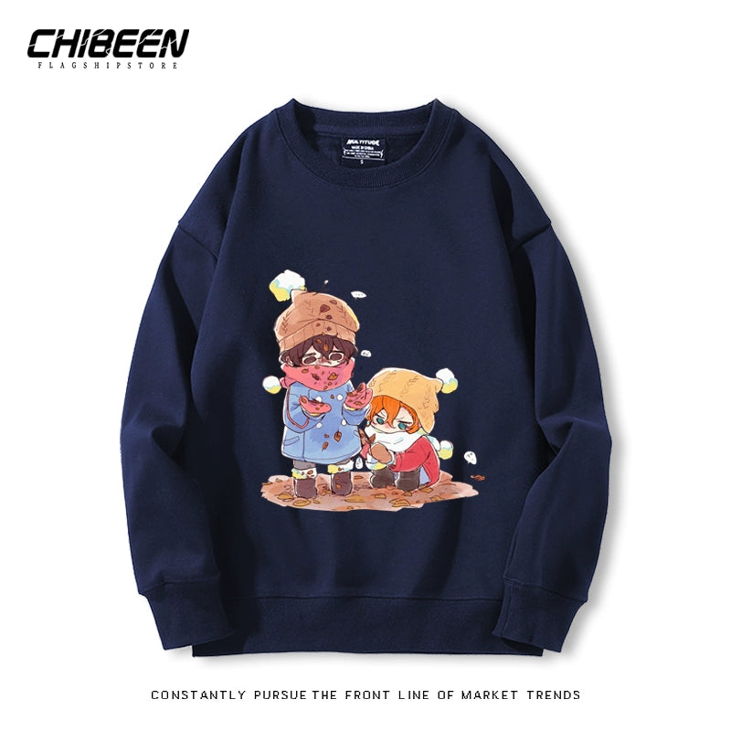 Casual Anime Printed Crew Neck Sweatshirt