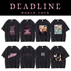 Vintage KPOP DEADLINE Graphic Washed T-shirt