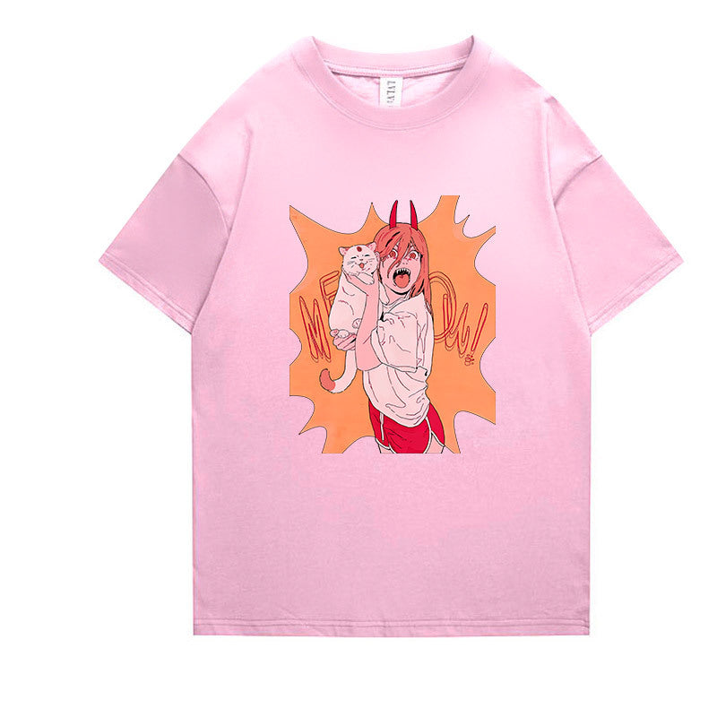 Unisex Anime Graphic Print Short-sleeved T-shirt