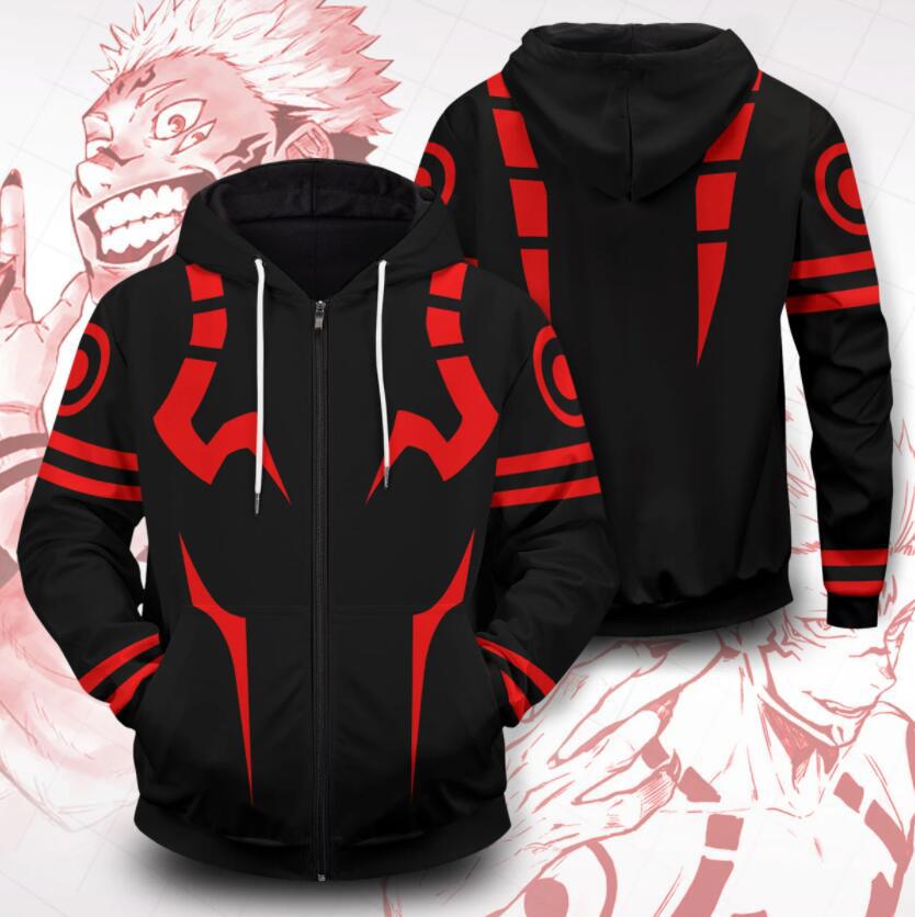 Unisex Anime Digital Print Zipper Cosplay Hoodie