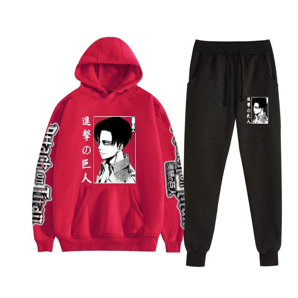 Men's Anime Pattern Print Hoodie Pants Set