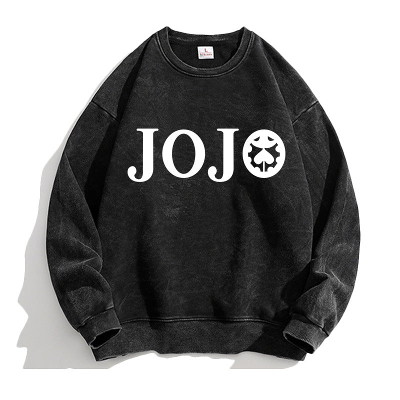 Trendy Unisex JOJO Washed Round Neck Sweatshirt