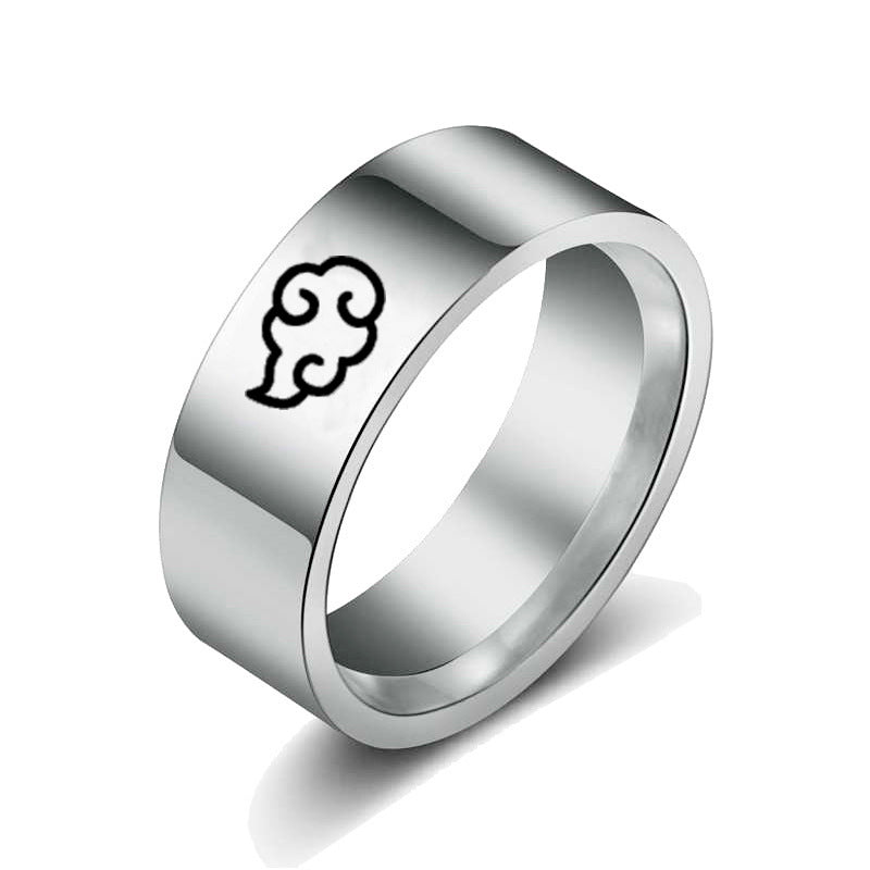 Anime Red Cloud Logo Stainless Steel Ring