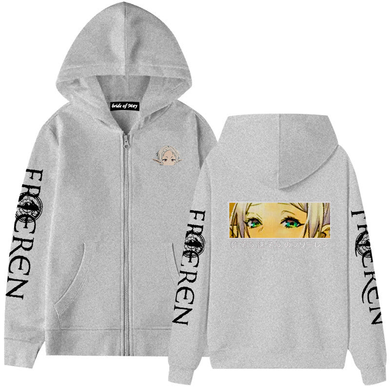 Unisex Anime Graphic Print Zipper Hoodie