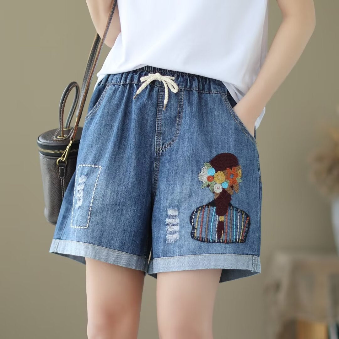 Women's Wide-leg Thin Denim Shorts