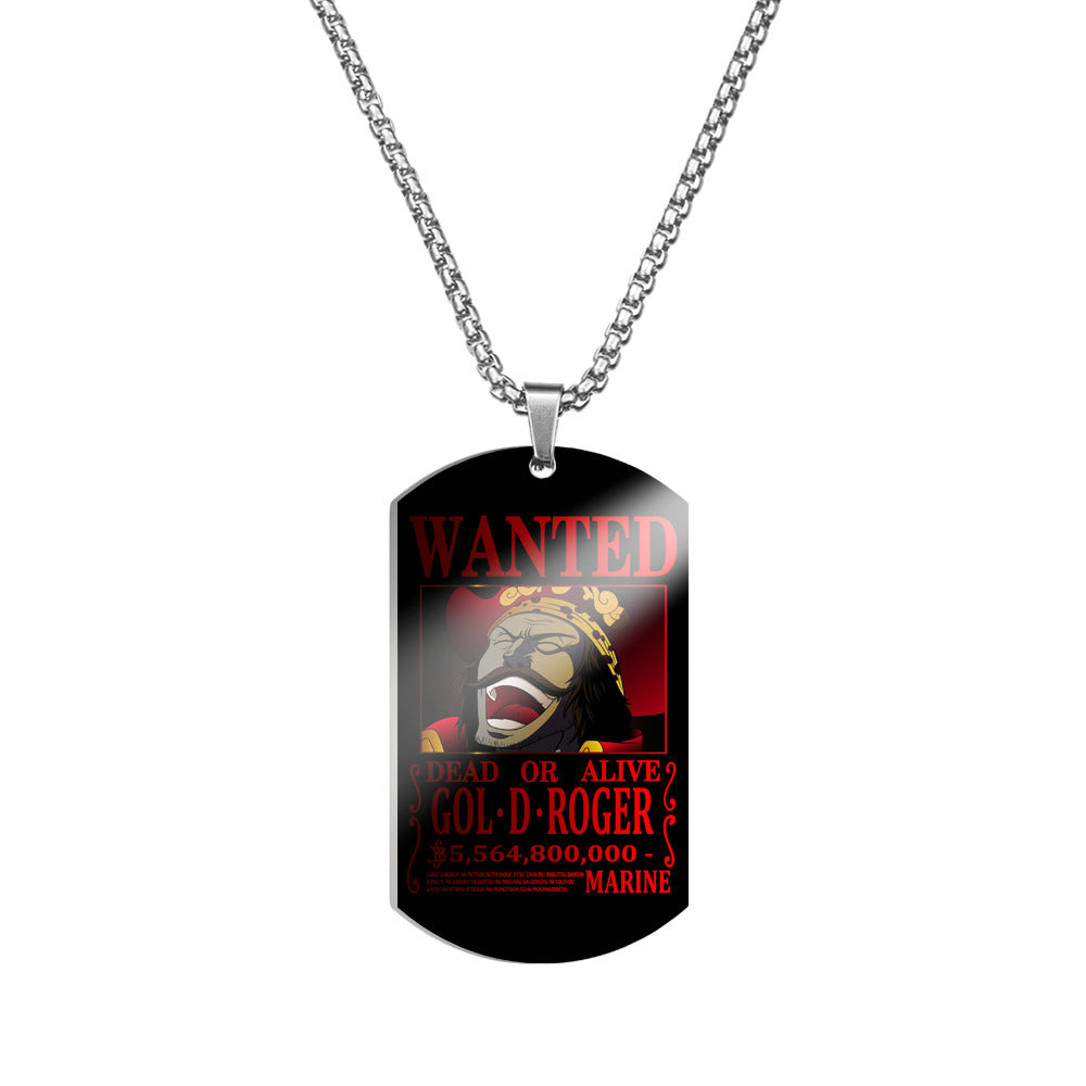 Luffy Wanted Stainless Steel Dog Tag Necklace