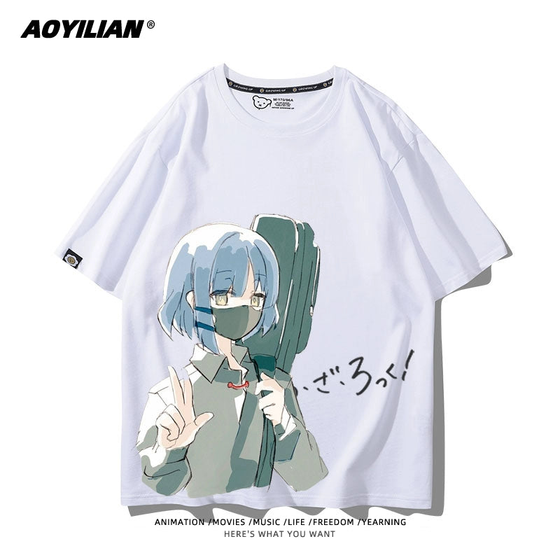 Versatile Women's Anime Cotton T-Shirt