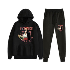 Casual Anime Graphic Print Hoodie Loose Pants