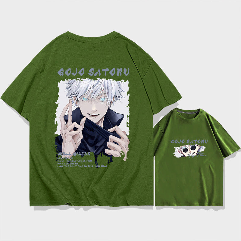 Trendy Men's Anime Cotton Half-sleeved T-shirt