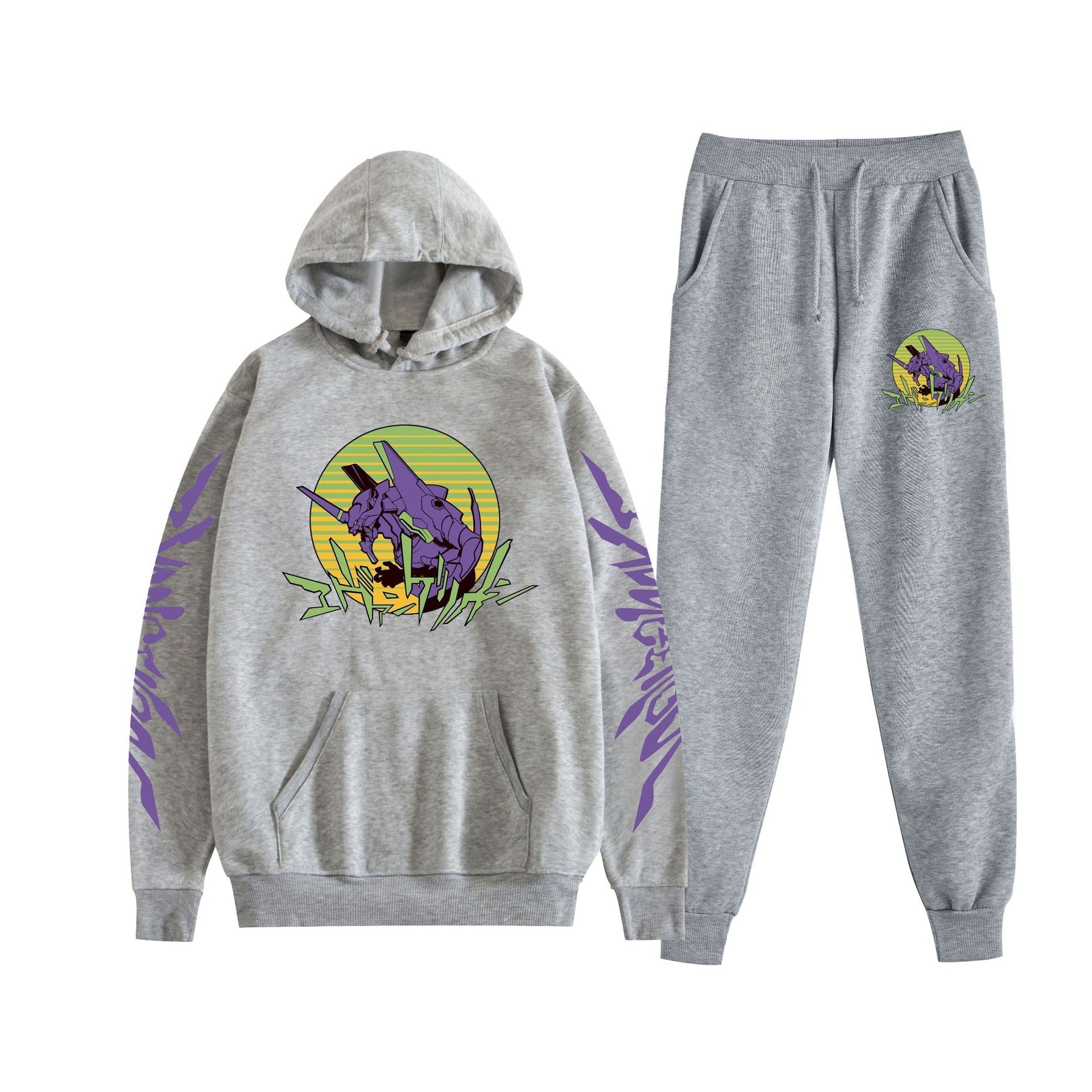 Unisex Eva Graphic Print Hoodie Pants Set