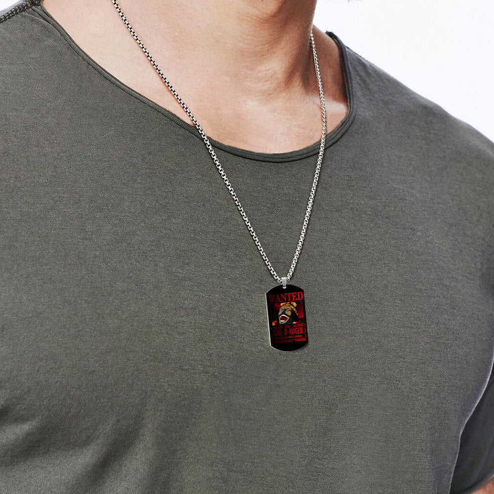 Luffy Wanted Stainless Steel Dog Tag Necklace