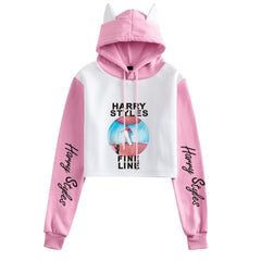 Women's Harry Loose Cat Ears Cropped Hoodie