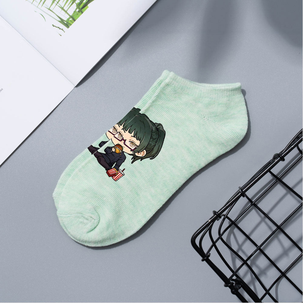 Casual Anime Cotton Breathable Boat Socks