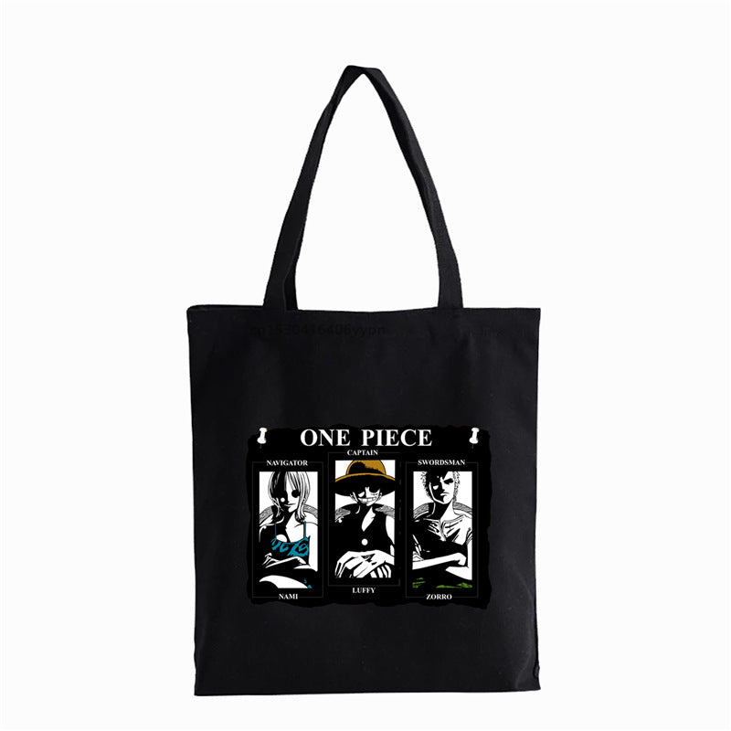 Trendy Luffy Printed Canvas Shoulder Tote Bag