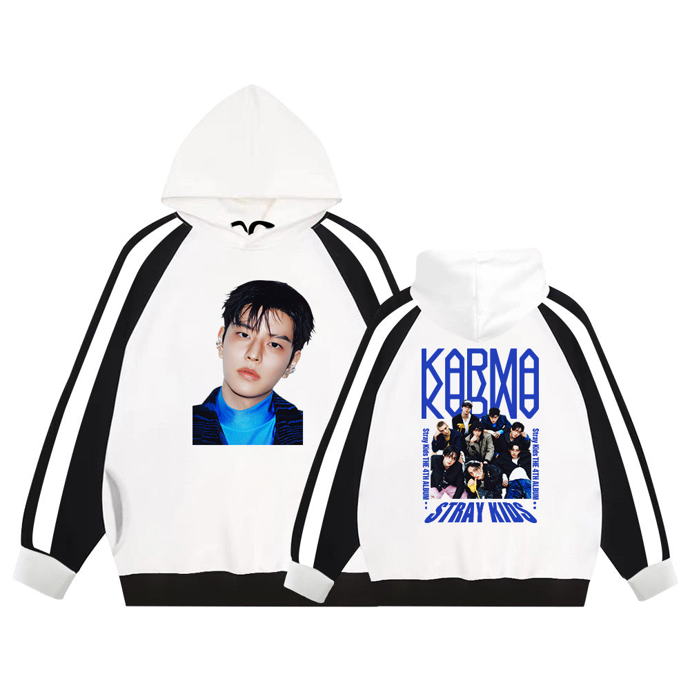 Unisex Kpop Album Fleece Color Block Hoodie