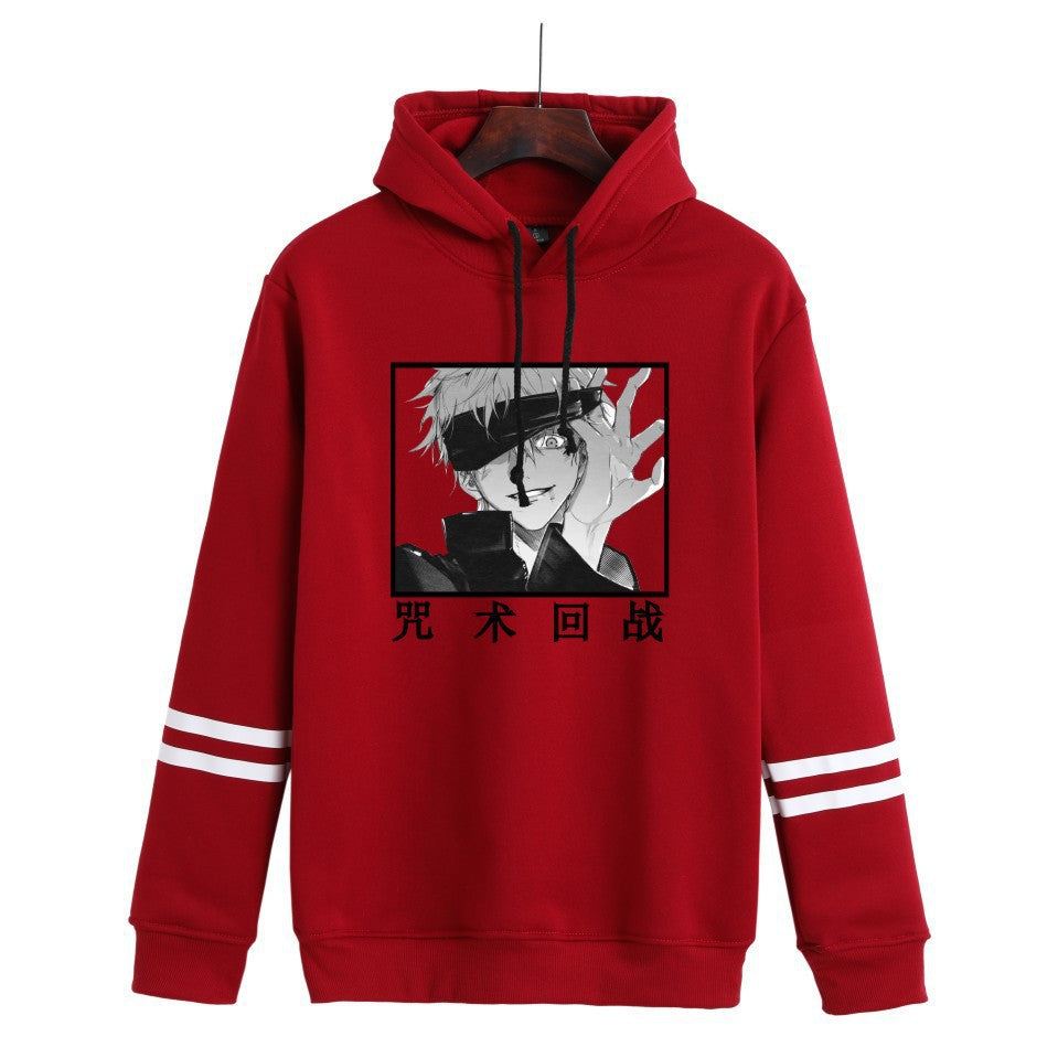 Unisex Anime Printed Casual Striped Hoodie