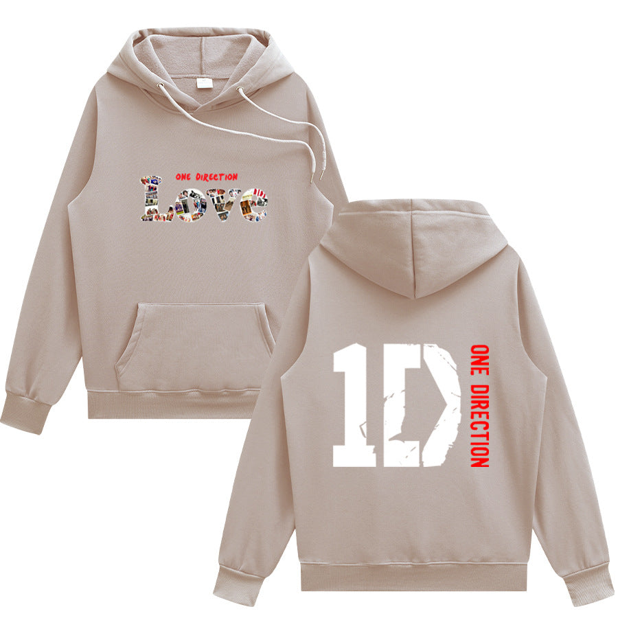 Unisex Love 1D Printed Loose Hoodie