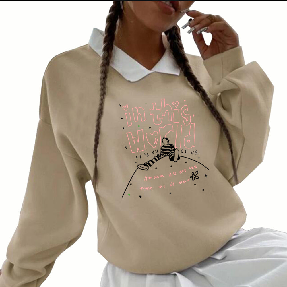 Cute Girls Harry Graphic Print V-neck POLO Sweatshirt