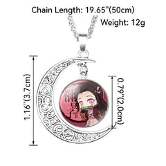 Chic Anime Moon Gem Pendant Necklace