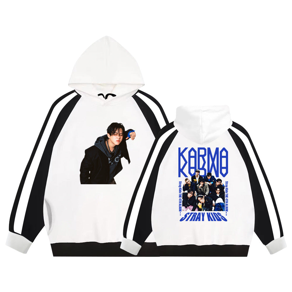 Unisex Kpop Album Fleece Color Block Hoodie