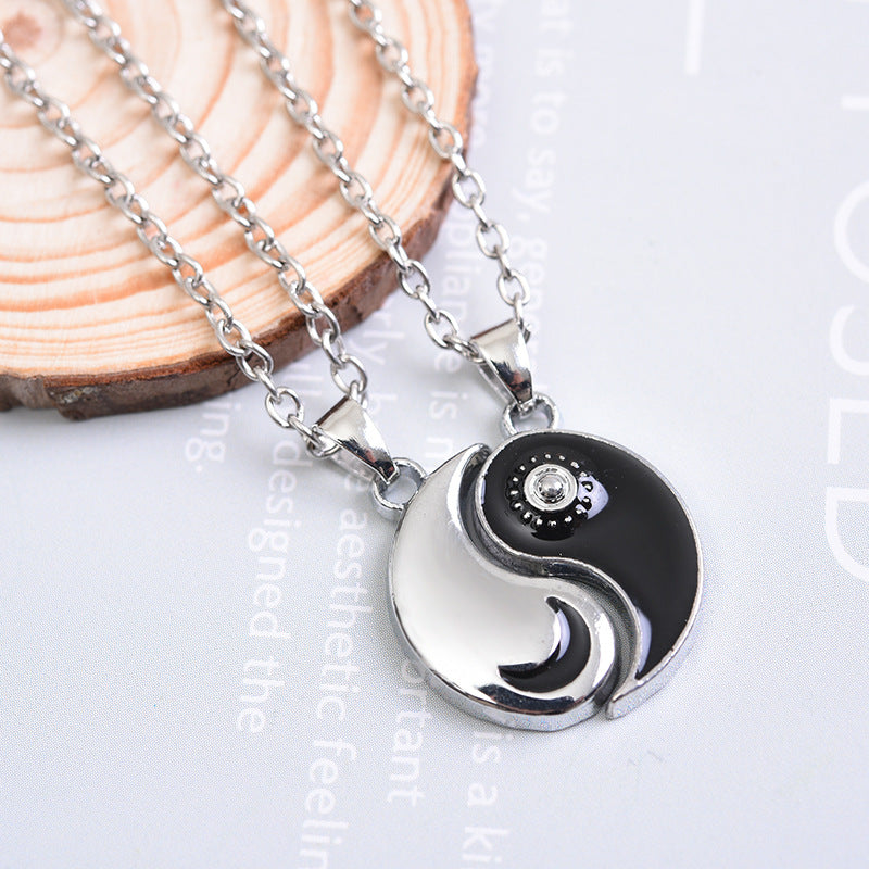Sun Moon Yin Yang Couple Necklace Set