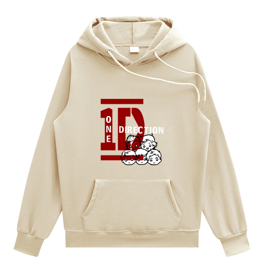 Casual 1D Graphic Printed Pullover Hoodie