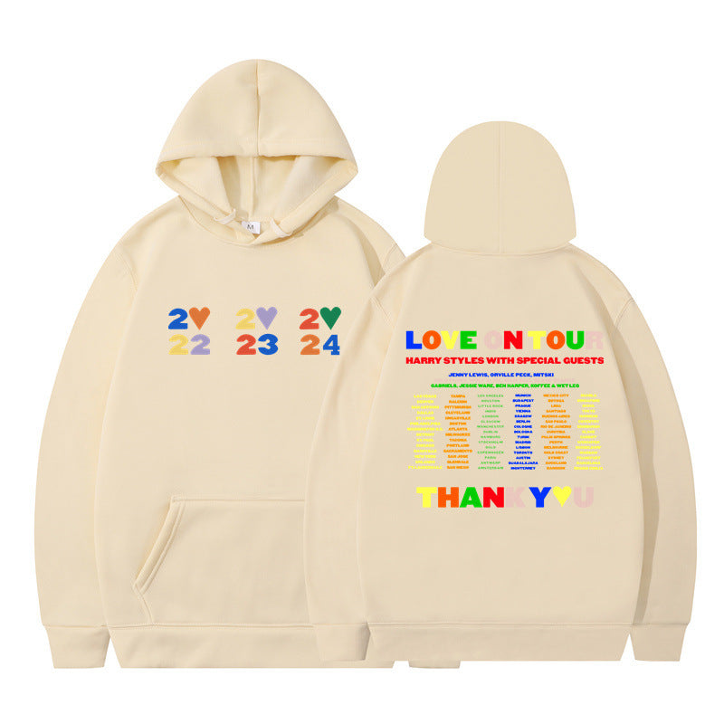 Casual Love on Tour Printed Pullover Loose Hoodie