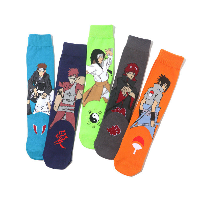 Trendy Men's Anime Cotton Socks